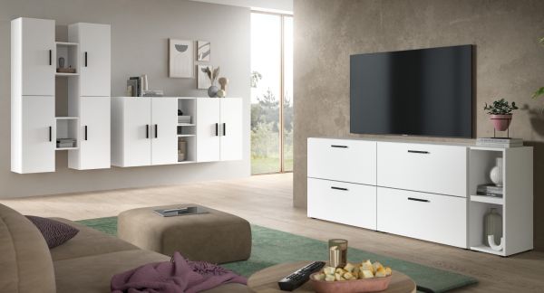 TV-Lowboard Onawa in wei� TV-Unterteil h�ngend / stehend 176 cm, Soft-Close