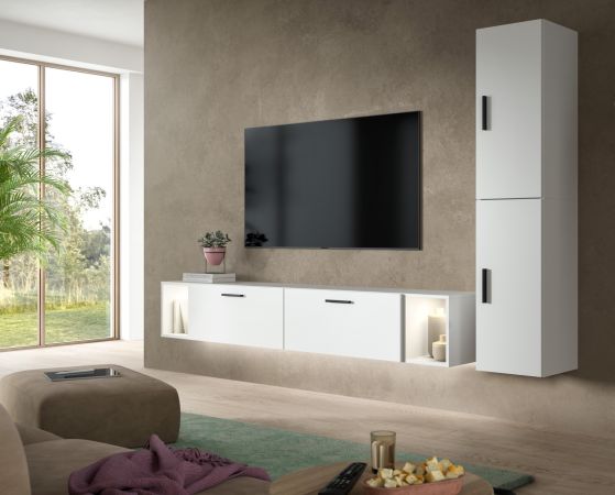 TV-Lowboard Onawa in wei� TV-Unterteil h�ngend / stehend 176 cm, Soft-Close
