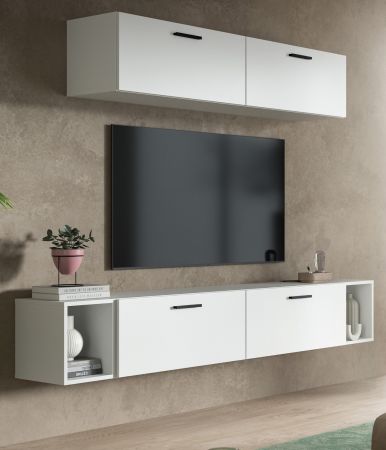 Wohnwand Onawa in wei� Wohnkombination 202 x 184 cm, Soft-Close