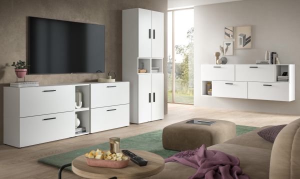 Wohnwand Onawa in wei� Wohnkombination 202 x 184 cm, Soft-Close