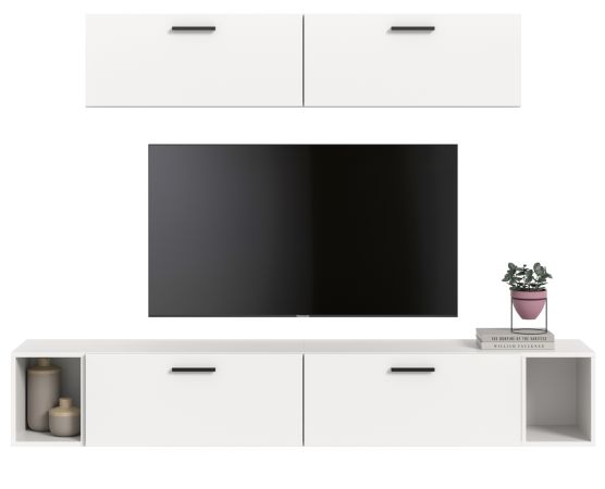 Wohnwand Onawa in wei� Wohnkombination 202 x 184 cm, Soft-Close
