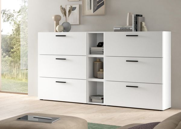 Sideboard Onawa in Grau und Artisan Eiche Kommode 176 cm, Soft-Close