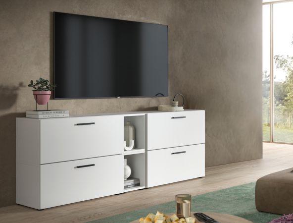 TV-Lowboard Onawa in wei� TV-Unterteil h�ngend / stehend 176 cm, Soft-Close