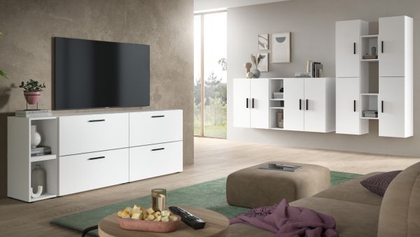 TV-Lowboard Onawa in wei� TV-Unterteil h�ngend / stehend 176 cm, Soft-Close