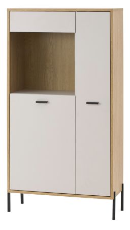 Vitrine Ingar in Kaschmir und Eiche Highboard 80 x 150 cm, Soft-Close