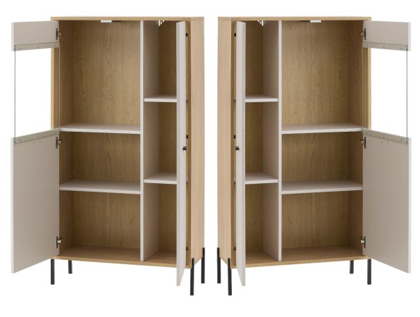 Vitrine Ingar in Kaschmir und Eiche Highboard 80 x 150 cm, Soft-Close