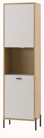 Vitrine Ingar in Kaschmir und Eiche Vitrinenschrank 54 x 204 cm, Soft-Close