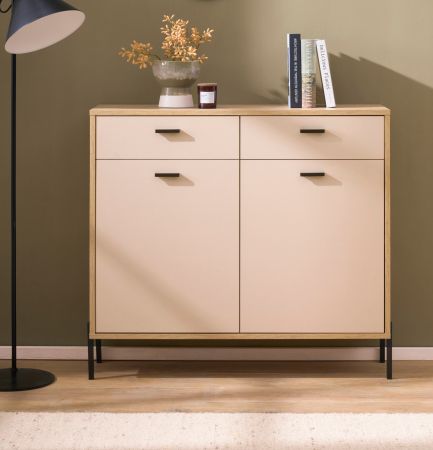 Kommode Ingar in Kaschmir und Eiche Sideboard 105 cm, Soft-Close