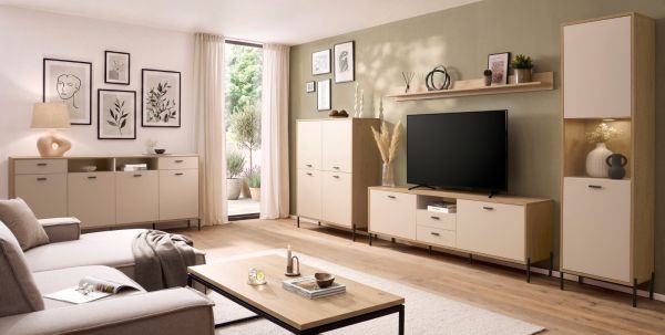 Kommode Ingar in Kaschmir und Eiche Sideboard 105 cm, Soft-Close