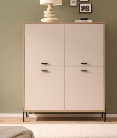 Highboard Ingar in Kaschmir und Eiche Kommode 115 x 140 cm, Soft-Close