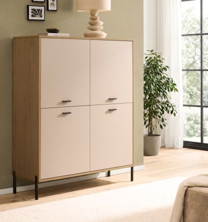 Highboard Ingar in Kaschmir und Eiche Kommode 115 x 140 cm, Soft-Close