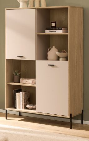 Regalschrank Ingar in Kaschmir und Eiche Highboard 105 x 160 cm, Soft-Close