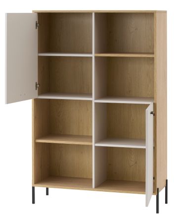 Regalschrank Ingar in Kaschmir und Eiche Highboard 105 x 160 cm, Soft-Close