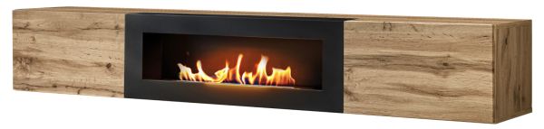 TV-Lowboard Public in Wotan Eiche, Flat-TV Unterschrank mit Ethanol Kamin, h�ngend, 180 cm