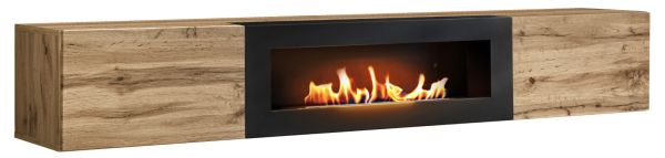 TV-Lowboard Public in Wotan Eiche, Flat-TV Unterschrank mit Ethanol Kamin, h�ngend, 180 cm