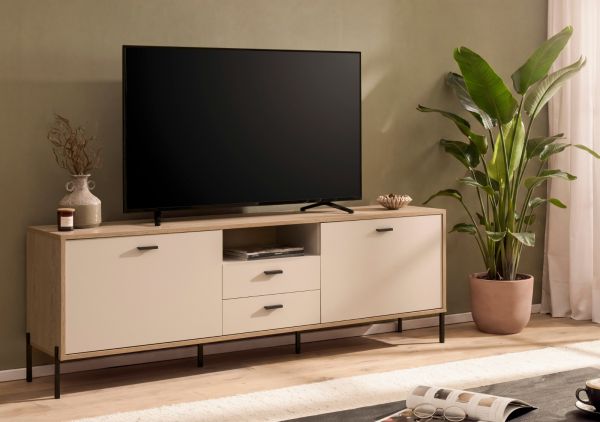 TV-Lowboard Ingar in Kaschmir und Eiche TV Unterteil 195 x 64 cm, mit Soft-Close und Komforth�he
