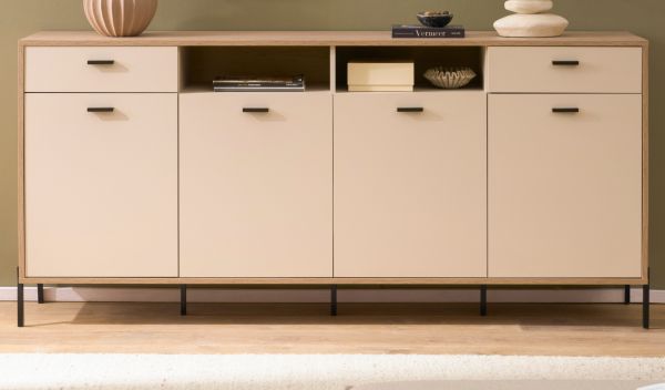 Sideboard Ingar in Kaschmir und Eiche Kommode 205 cm, Soft-Close
