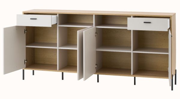Sideboard Ingar in Kaschmir und Eiche Kommode 205 cm, Soft-Close