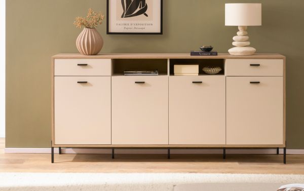 Sideboard Ingar in Kaschmir und Eiche Kommode 205 cm, Soft-Close