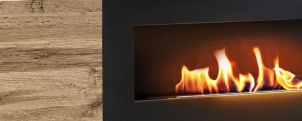 TV-Lowboard Set Public in Wotan Eiche, Flat-TV Unterschrank h�ngend mit Ethanol Kamin und Akustikpaneel, 180 cm