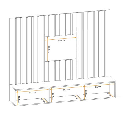 TV-Lowboard Set Public in Wotan Eiche, Flat-TV Unterschrank h�ngend mit Akustikpaneel, 180 cm