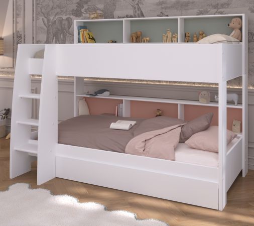 Parisot Etagenbett Leo in wei� Kinder und Jugendzimmer Hochbett 90 x 200 cm