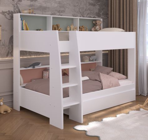 Parisot Etagenbett Leo in wei� Kinder und Jugendzimmer Hochbett 90 x 200 cm