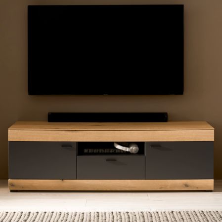 TV-Lowboard Assina in Evoke Eiche und grau matt TV Unterteil 150 cm, Soft-Close