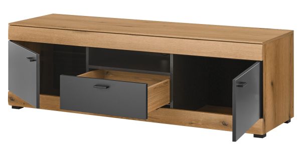 TV-Lowboard Assina in Evoke Eiche und grau matt TV Unterteil 150 cm, Soft-Close