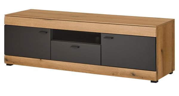 TV-Lowboard Assina in Evoke Eiche und grau matt TV Unterteil 150 cm, Soft-Close
