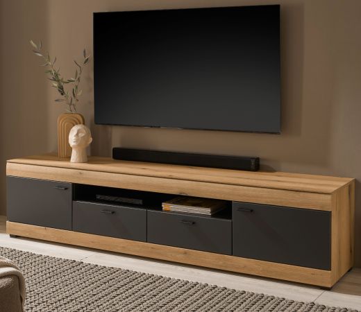TV-Lowboard Assina in Evoke Eiche und grau matt TV Unterteil 200 cm, Soft-Close