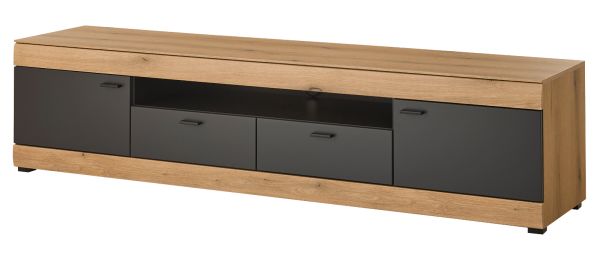 TV-Lowboard Assina in Evoke Eiche und grau matt TV Unterteil 200 cm, Soft-Close