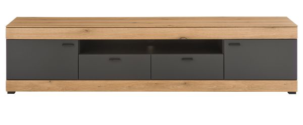 TV-Lowboard Assina in Evoke Eiche und grau matt TV Unterteil 200 cm, Soft-Close