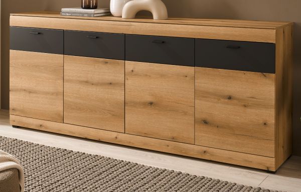 Sideboard Assina in Evoke Eiche und grau matt Kommode 200 cm, Soft-Close
