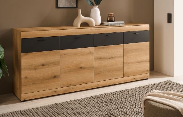 Sideboard Assina in Evoke Eiche und grau matt Kommode 200 cm, Soft-Close