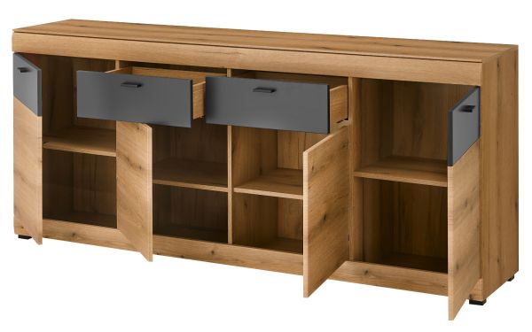 Sideboard Assina in Evoke Eiche und grau matt Kommode 200 cm, Soft-Close