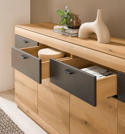 Sideboard Assina in Evoke Eiche und grau matt Kommode 200 cm, Soft-Close