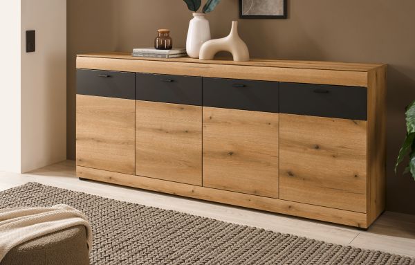 Sideboard Assina in Evoke Eiche und grau matt Kommode 200 cm, Soft-Close