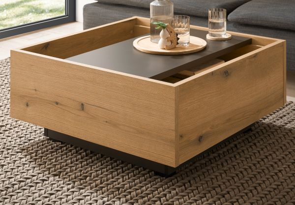 Couchtisch Assina in Evoke Eiche und grau matt Beistelltisch quadratisch 75 x 75 cm