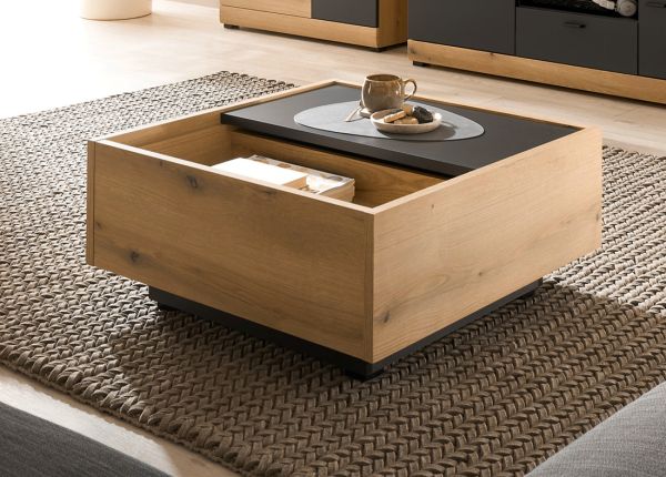 Couchtisch Assina in Evoke Eiche und grau matt Beistelltisch quadratisch 75 x 75 cm