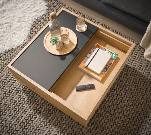 Couchtisch Assina in Evoke Eiche und grau matt Beistelltisch quadratisch 75 x 75 cm