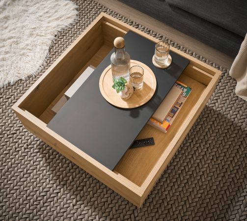 Couchtisch Assina in Evoke Eiche und grau matt Beistelltisch quadratisch 75 x 75 cm