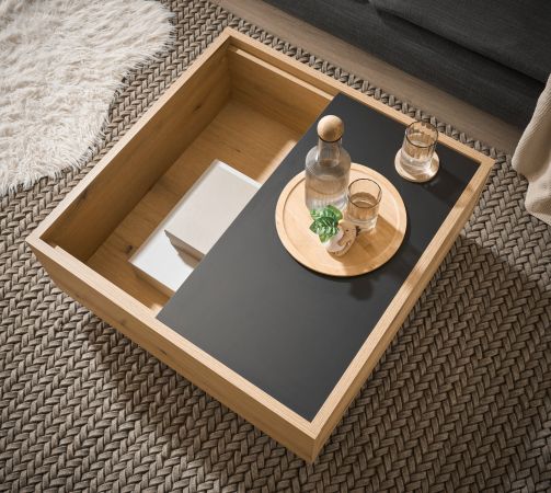 Couchtisch Assina in Evoke Eiche und grau matt Beistelltisch quadratisch 75 x 75 cm