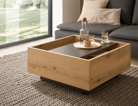 Couchtisch Assina in Evoke Eiche und grau matt Beistelltisch quadratisch 75 x 75 cm