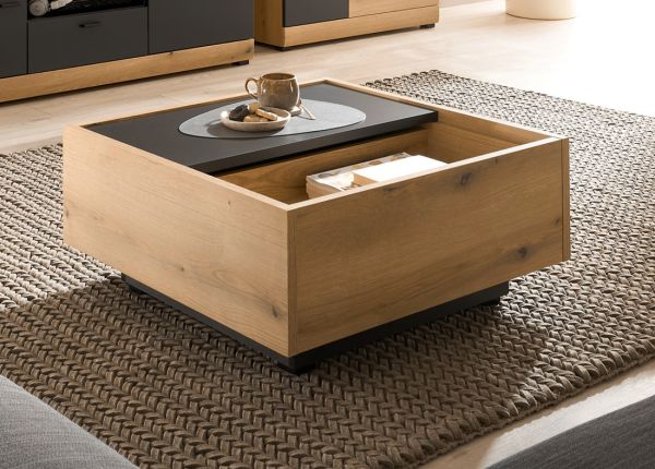 Couchtisch Assina in Evoke Eiche und grau matt Beistelltisch quadratisch 75 x 75 cm