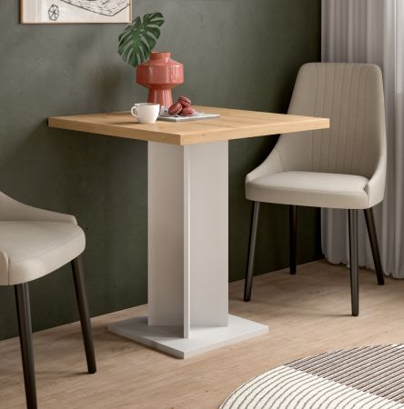 Esstisch Anton in Artisan Eiche und wei� K�chentisch 70 x 70 cm