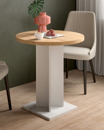 Esstisch Anton in Artisan Eiche und wei� K�chentisch rund 70 cm