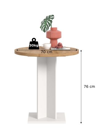 Esstisch Anton in Artisan Eiche und wei� K�chentisch rund 70 cm