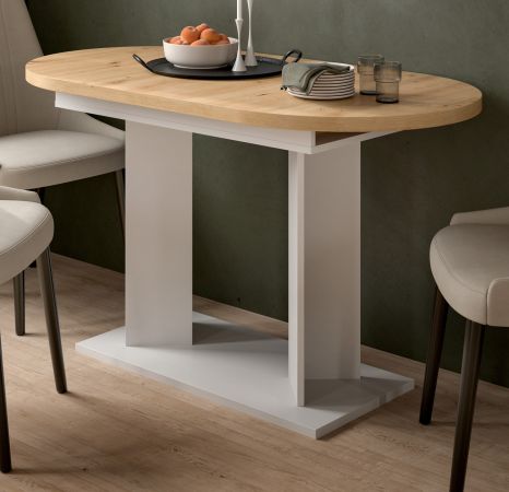 Esstisch Anton in Artisan Eiche und wei� K�chentisch ausziehbar 130 - 170 x 70 cm
