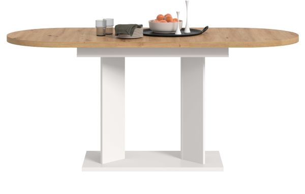 Esstisch Anton in Artisan Eiche und wei� K�chentisch ausziehbar 130 - 170 x 70 cm